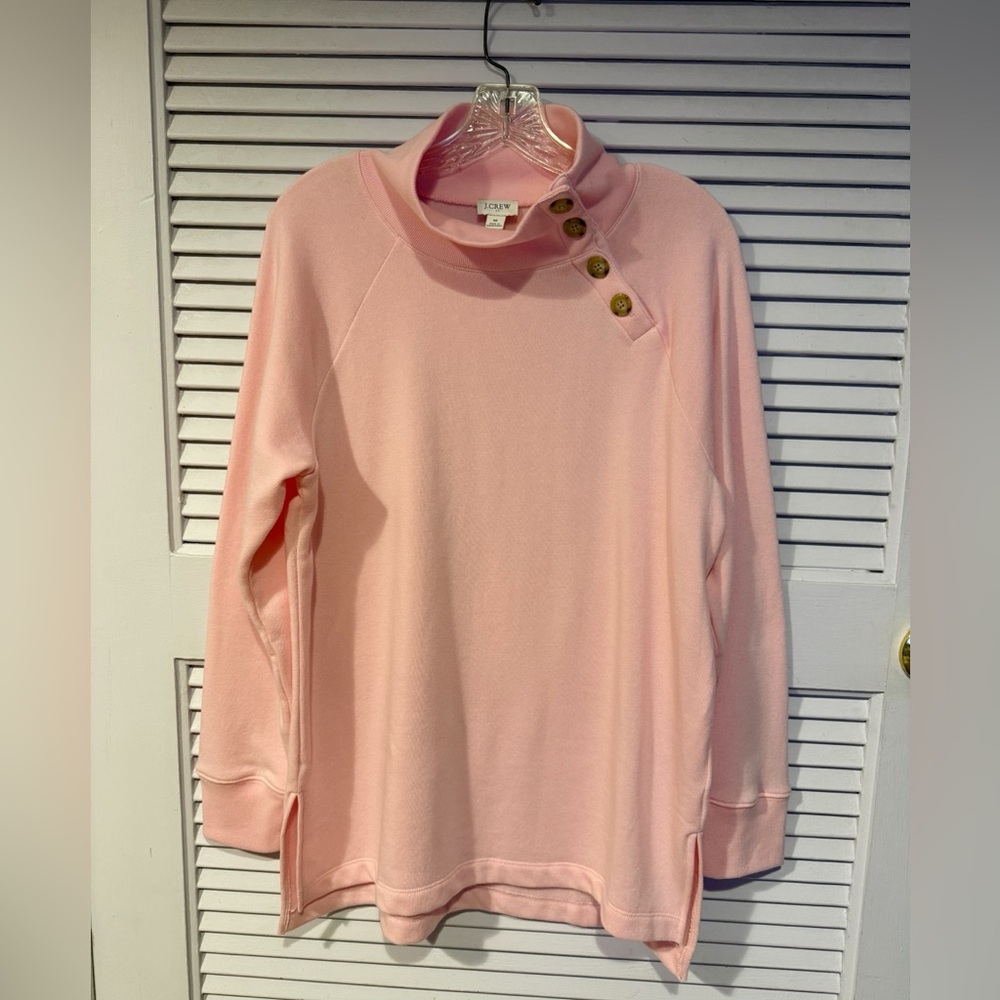 J. Crew Wide  Button- Collar Tunic Sweatshirt in Cloudspun  Fleece Women’s  Sz M